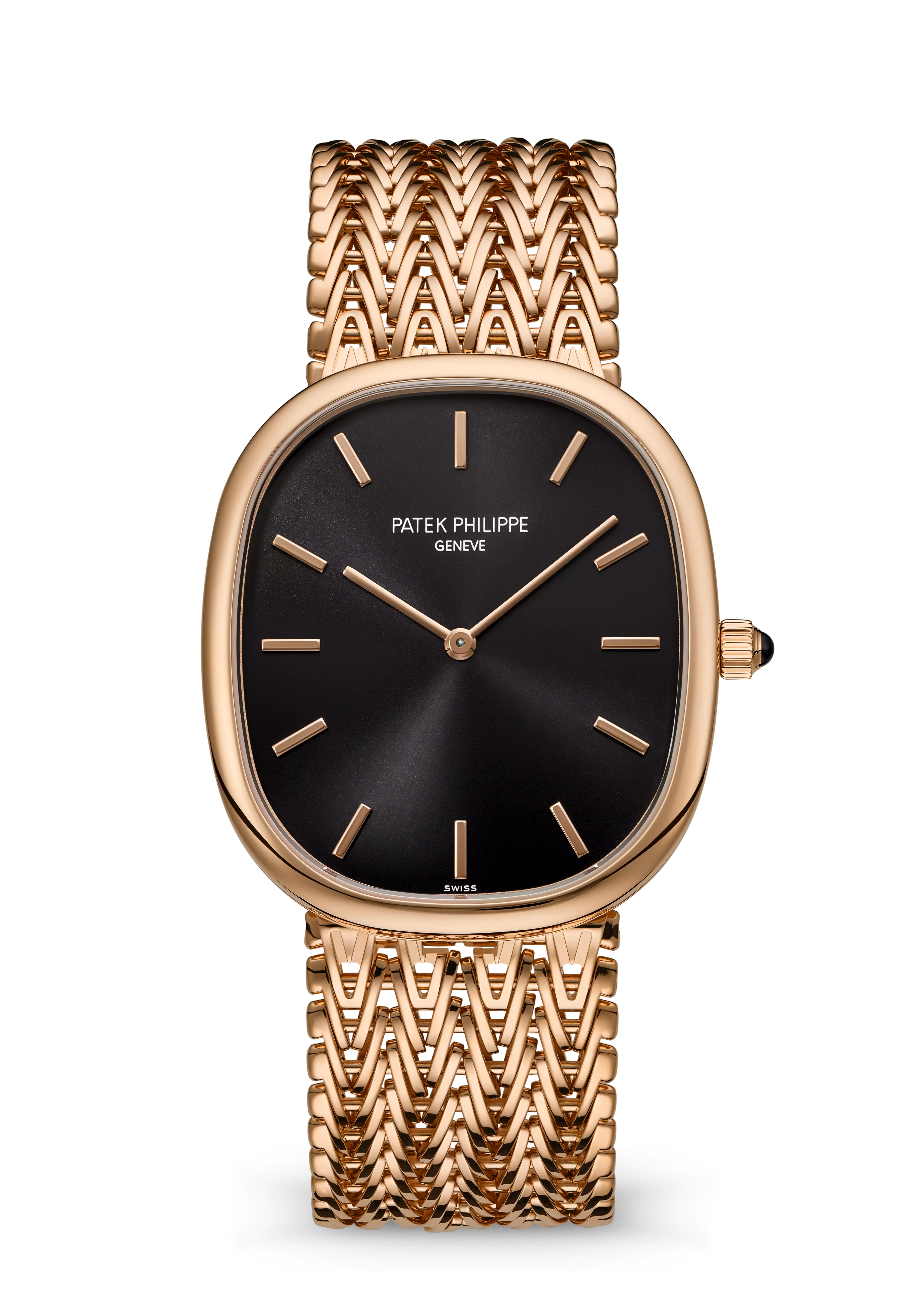 ساعة Patek Philippe Golden Ellipse أوتوماتيكية بالذهب الوردي 34.5 × 39.5 مم