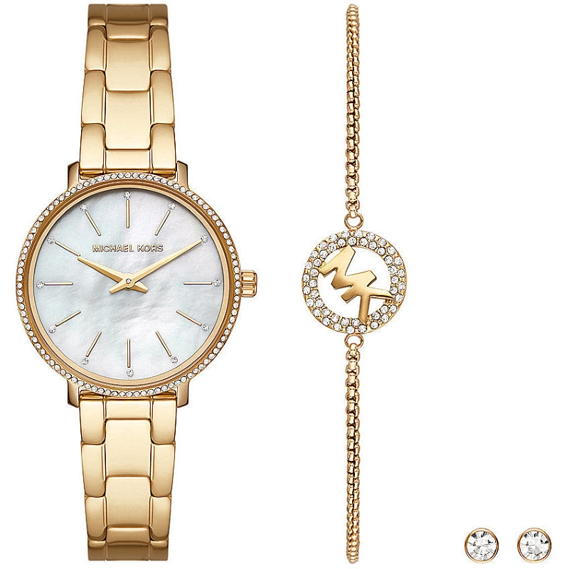 طقم ساعة Michael Kors PYPER نسائية 32 مم مع سوار وأقراط MK1065SET